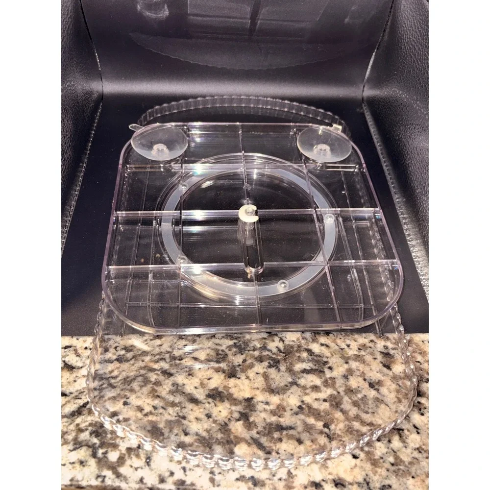 Rectangular Refrigerator Turntable Clear Rotating Lazy Susan Organizer 15.4in